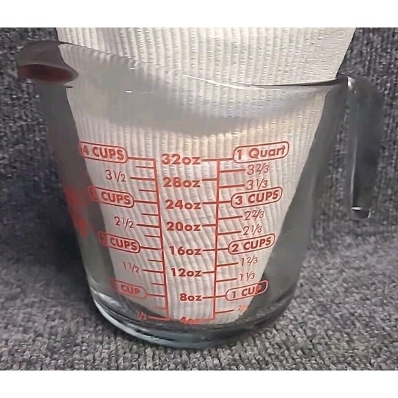 Vintage Anchor Hocking Glass 1 Quart 4 Cup Measuring Bowl 19 USA - Picture 2 of 5